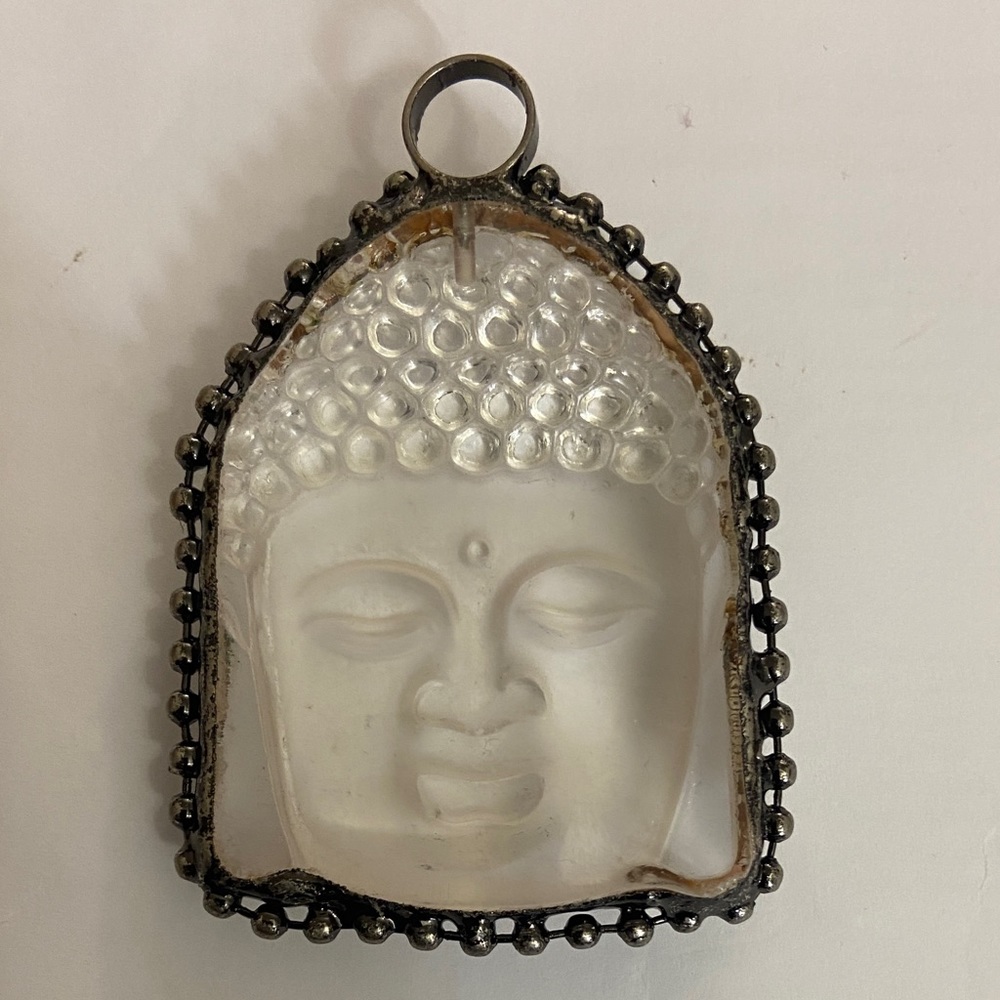 Thai Buddha Frosted Glass Heavy Necklace, Wall Adornment or Hanging Art!